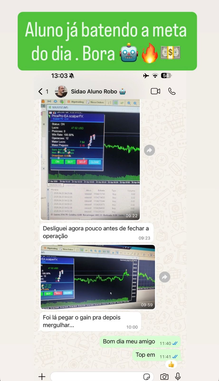 Aluno operando com a automação da Price