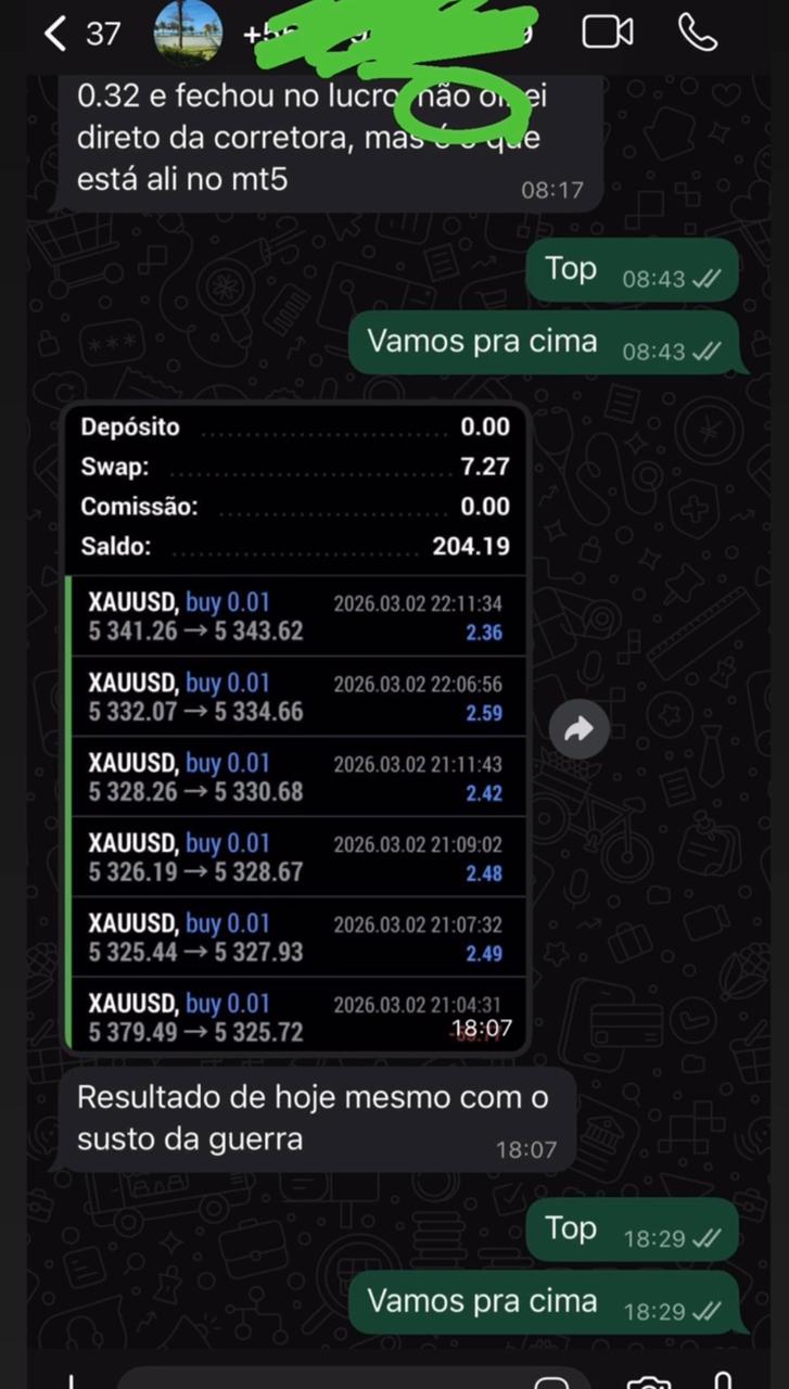 Operações do dia registradas pelo aluno